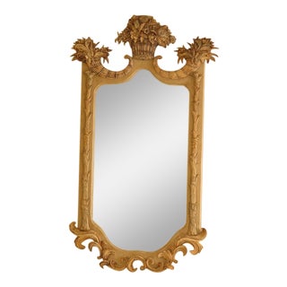 Neoclassical Paint Decorated Cornucopia & Basket Framed Mirror For Sale