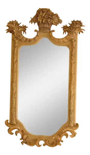 Neoclassical Paint Decorated Cornucopia & Basket Framed Mirror
