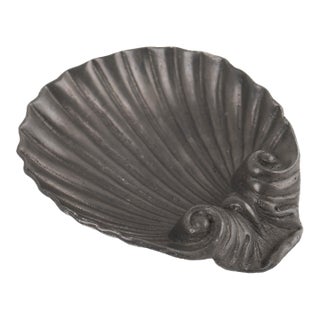 Vintage Pewter Shell Catchall Dish For Sale