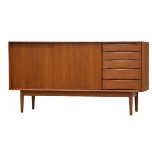 1960s Swedish Modern Teak 57” Credenza For Sale