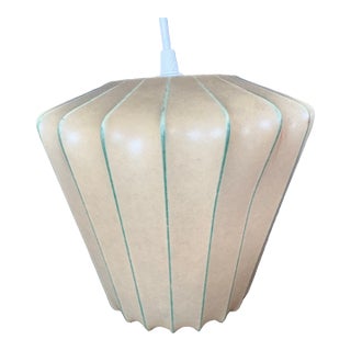 Vintage Mid-Century Modern Resin and Metal Cocoon Pendant Lamp Shade For Sale