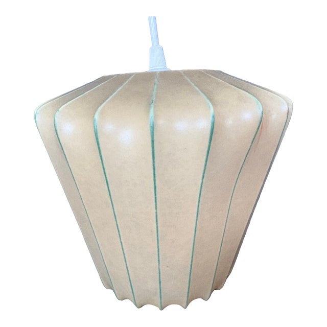 Vintage Mid-Century Modern Resin and Metal Cocoon Pendant Lamp Shade For Sale