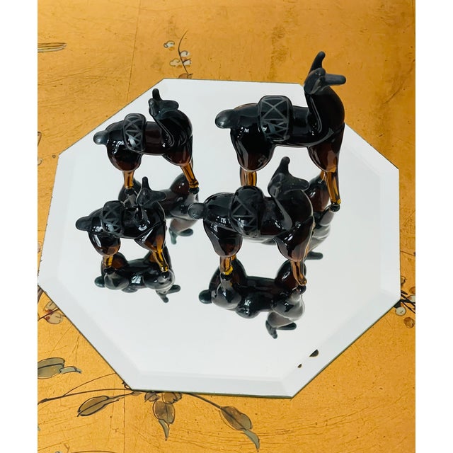 1950s 20 Th C Blown Glass Llamas Figurines Family With Mirrored Stand For Sale - Image 5 of 6