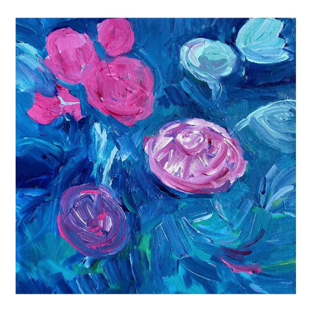 Vintage Floral Oil on Canvas Painting For Sale