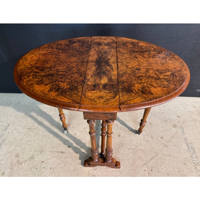 Miniature Sutherland Table in Burr Walnut, 1860 For Sale - Image 9 of 9