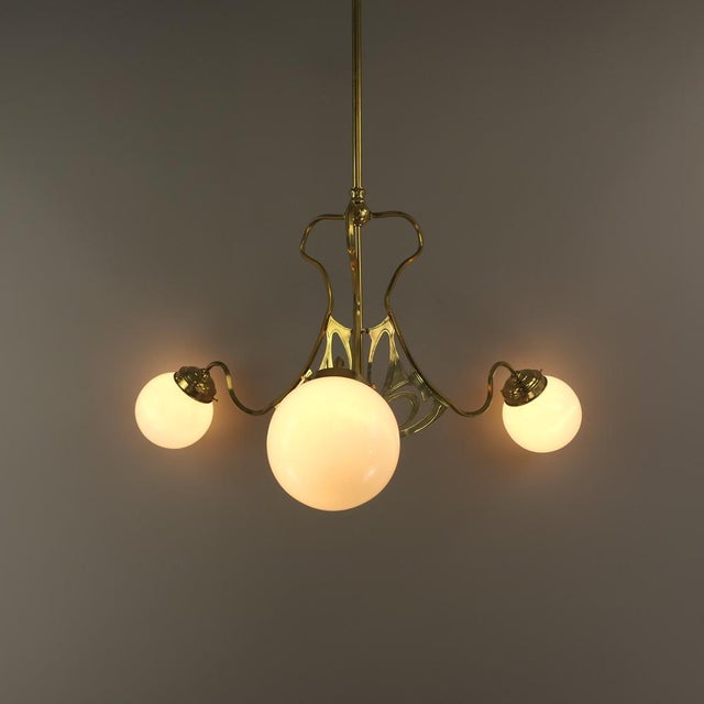 Art Deco Chandelier with Opalglass Shades, Vienna, 1920s For Sale - Image 11 of 18