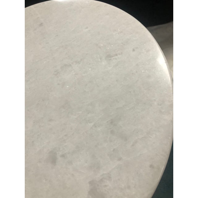 Modern History Home Modern History Home Pair of Covington Round White Drinks Tables With Marble Top For Sale - Image 4 of 7