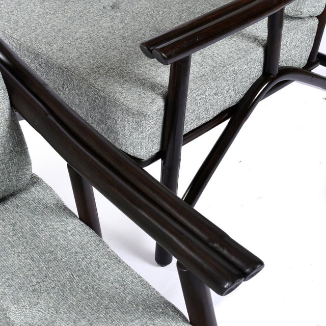 Pair John Wisner for Ficks Reed Far Horizons Light Blue Rattan Lounge Chairs For Sale - Image 14 of 16