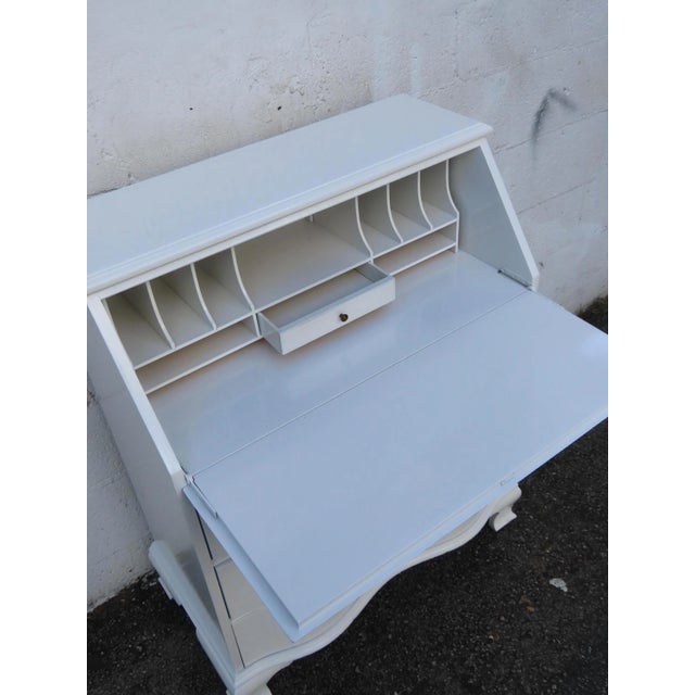 White Painted White Serpentine Secretary Desk 6331 For Sale - Image 8 of 16