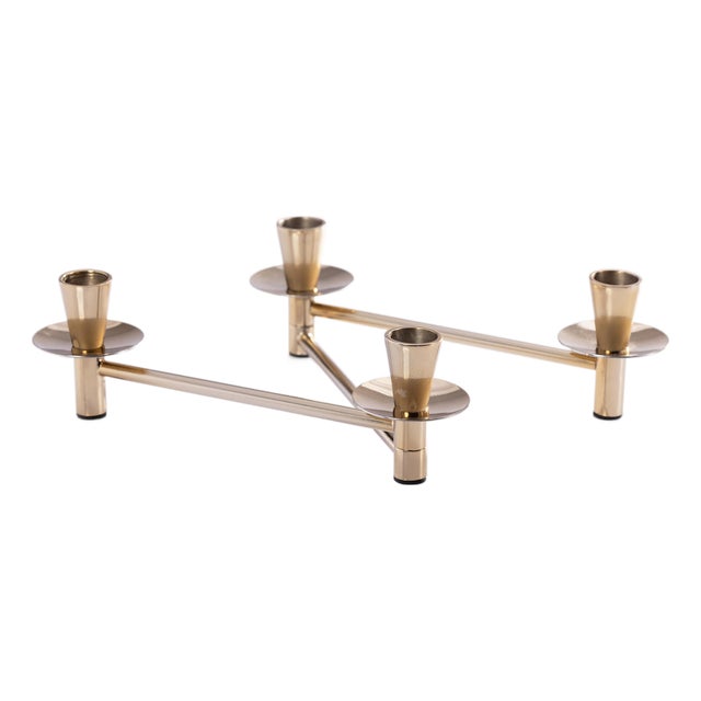Méduse Expandable 4-Piece Taper Candle Holder Set, Gold For Sale
