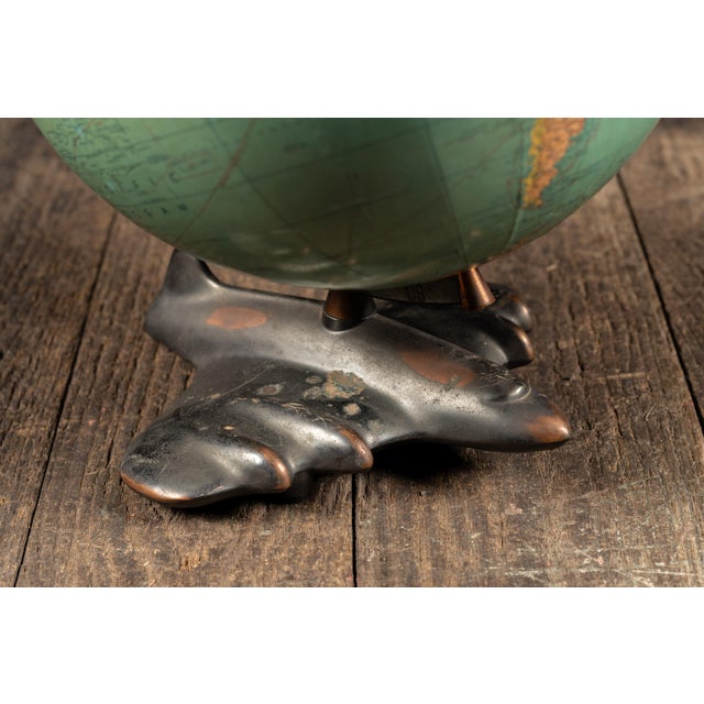 Vintage "Peerless 12" Globe on Figural Japanned Copper Aviation Base by Weber Costello For Sale - Image 10 of 11