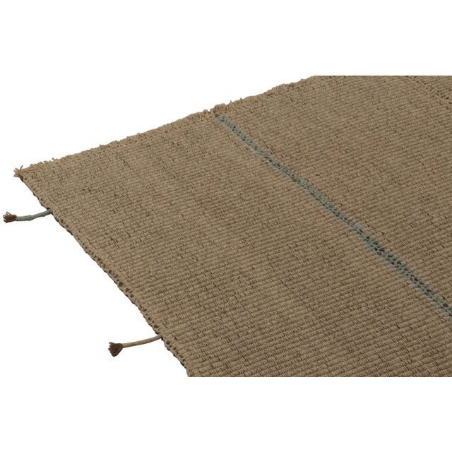 2010s Rug & Kilim’s Custom Kilim in Beige-Brown Columns, Panel Woven Style For Sale - Image 5 of 8