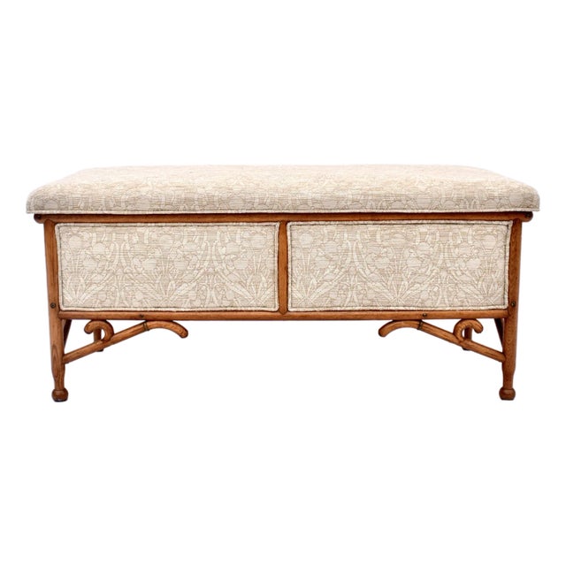 Early 20th Century Upholstered Steam Bent Oak Arts and Crafts Bench For Sale