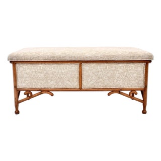 Steam Bent Oak Arts and Crafts Bench, Upholstered, 1920's For Sale