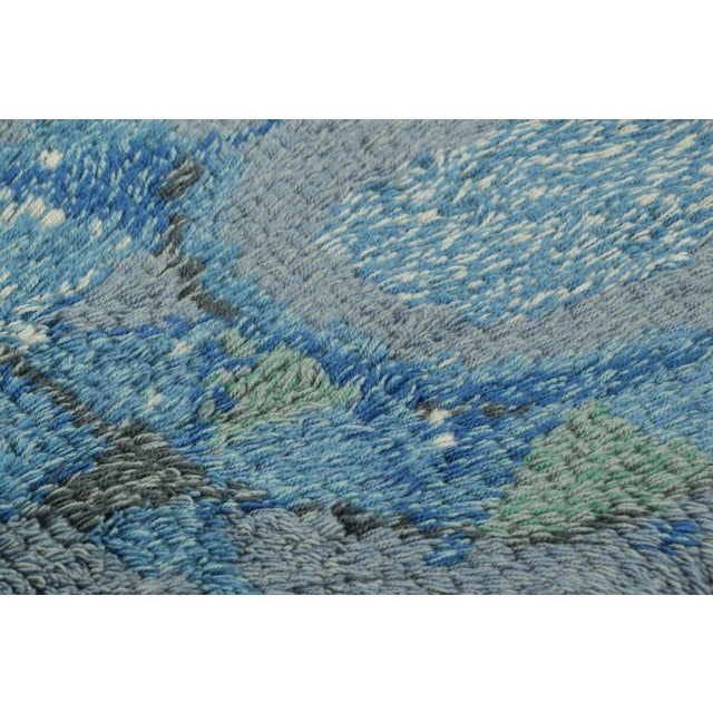 1960s Vintage Swedish Rug in Blue and Gray With Geometric Pattern | Rug & Kilim For Sale - Image 5 of 8