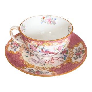Antique Minton “Cockatrice” Pink Cup & Saucer For Sale