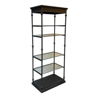 Towering Metal + Glass Etagere For Sale