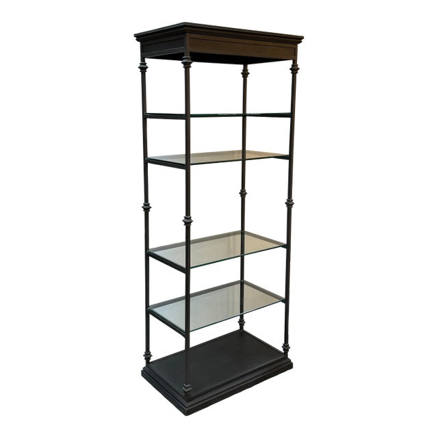 Towering Metal + Glass Etagere For Sale