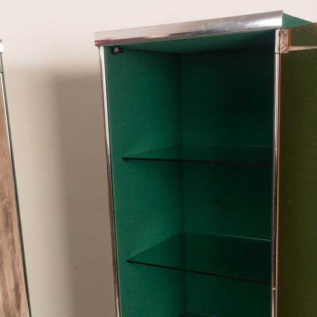 Guido Faleschini Astro Smoked Glass and Suede Cabinets for i4 Mariani, 1979, Set of 2 For Sale - Image 13 of 18
