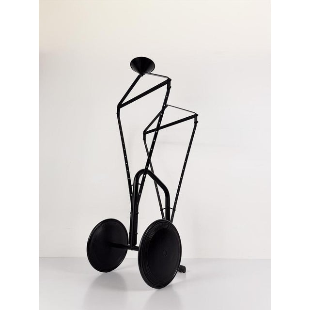 Italian Postmodern Valet Stand on Wheels in Enameled Iron, 1980s For Sale - Image 16 of 18