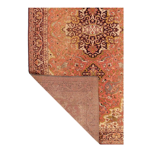 Traditional Rust Vintage Egyption Fine Tabriz Machine Made Rug 5' X 9' For Sale - Image 3 of 4