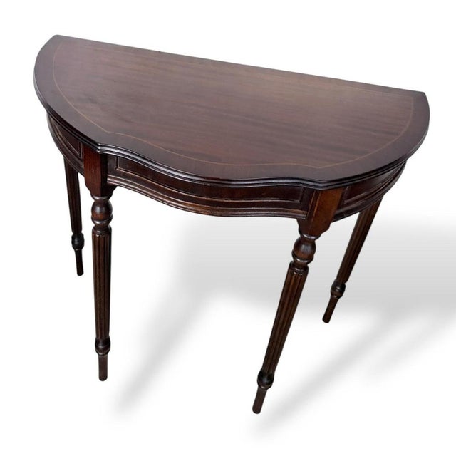 Vintage Mahogany Demi-Lune Hallway Table with Drawer For Sale - Image 6 of 8