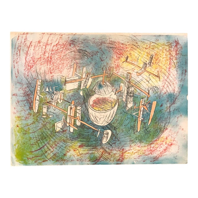 1970s Espace De L'espece, Roberto Matta Lithograph, Signed and Noted Bat (Good to Pull) in Pencil For Sale
