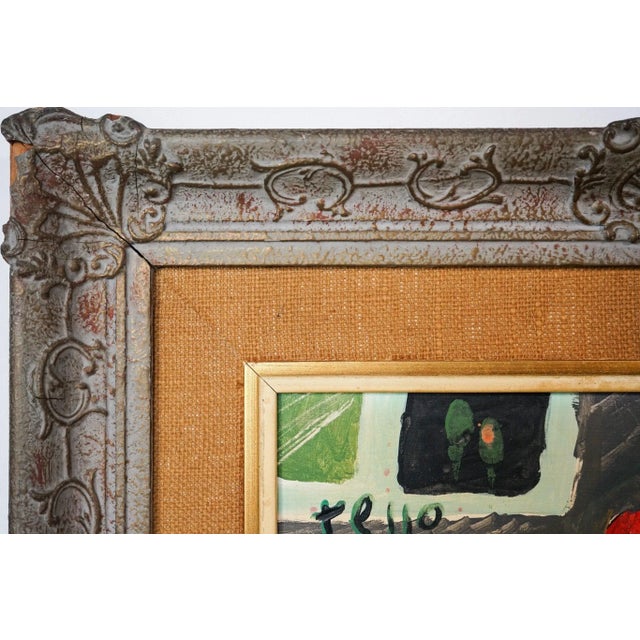 Forest Green Tello, Abstract Composition, Oil on Canvas For Sale - Image 8 of 10