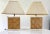 Substantial lucite and woven bamboo table lamps. Possibly Gabriella Crespi. Lucite base and Lucite top. The center of the...