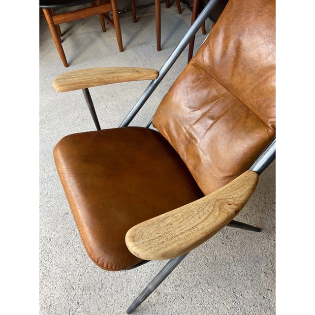 Set of Accent Tan Leather Chairs For Sale - Image 9 of 12