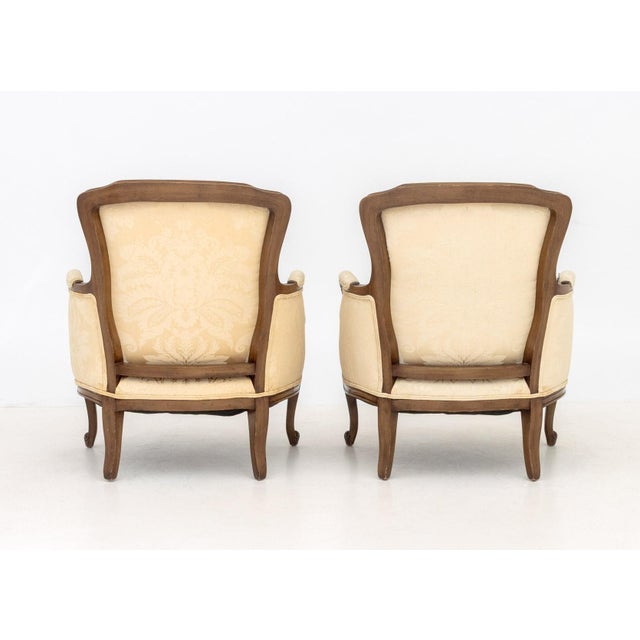 Late 20th Century Louis XV Style Carved Wood Bergeres, Pair For Sale - Image 5 of 8
