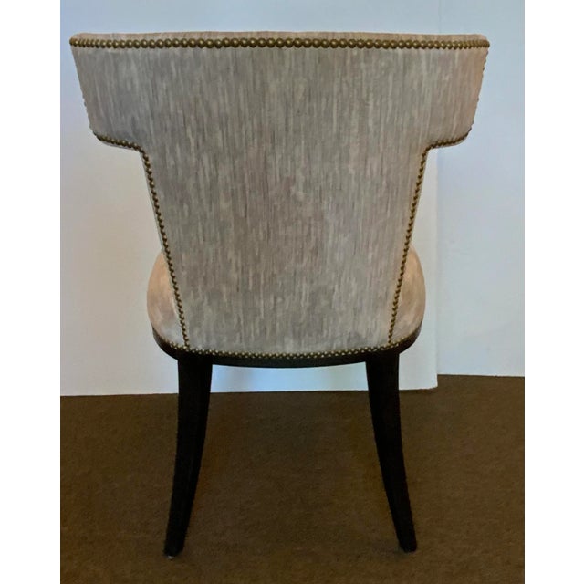 Textile Caracole Couture Modern Gray Velvet Uptown Dining Chairs Set of 4 For Sale - Image 7 of 7
