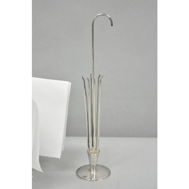 Mid-Century Modern Mid 20th Century Danish Modern Silver Plated Umbrella Cocktail Napkin Holder - a Pair For Sale - Image 3 of 14