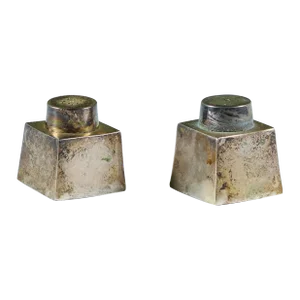 Pair of Silver Cube Salt and Pepper Shakers