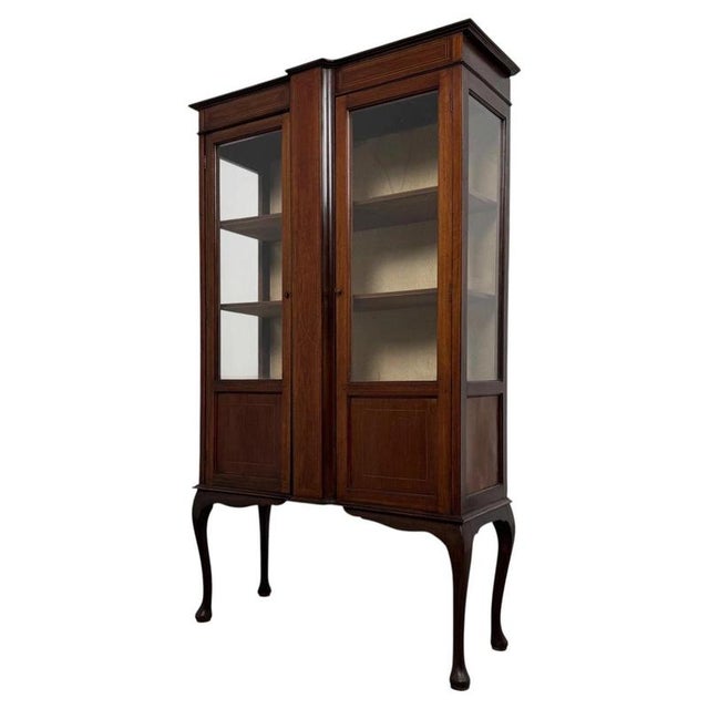 Early 20th Century Antique English Mahogany Glazed Display Cabinet For Sale - Image 4 of 12