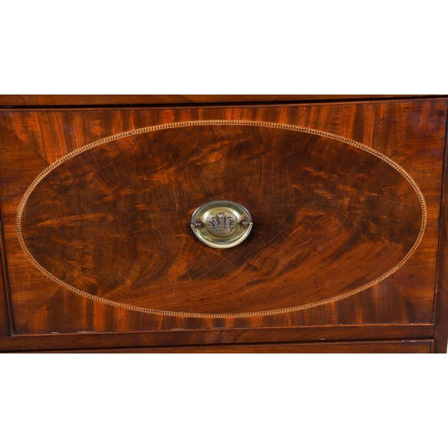 Wood Antique George III Inlaid Flame Mahogany Secretaire Bookcase, 1815 For Sale - Image 7 of 18