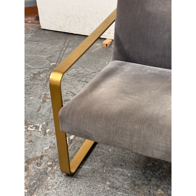 Restoration Hardware Miles Velvet + Brass Arm Chair For Sale - Image 11 of 12