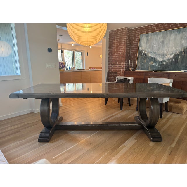 2020s Chaddock Trestle Dining Table With Leaves For Sale - Image 5 of 11