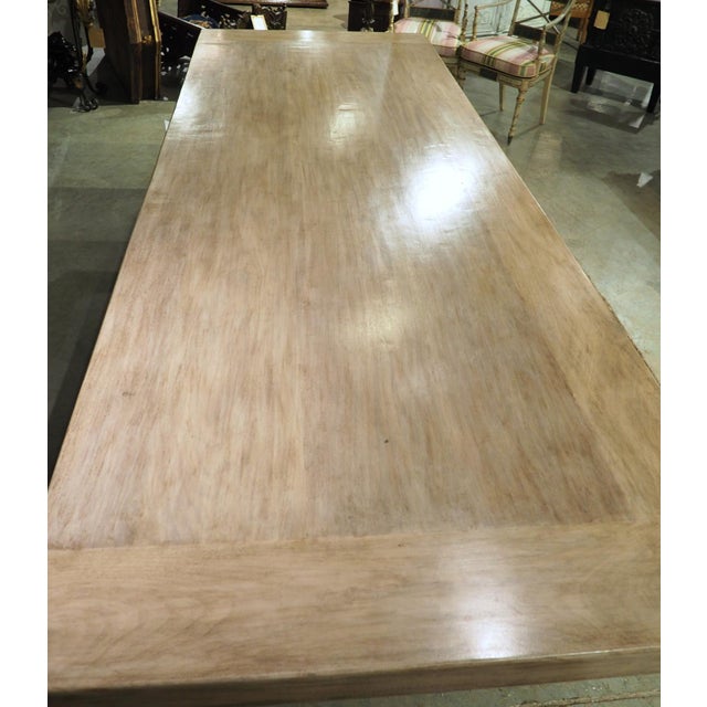 Large Patinated Walnut Dining Table on Antique French Shaped Trestle Supports For Sale - Image 15 of 18