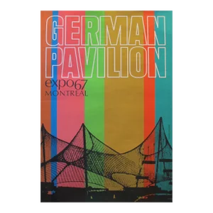 1967 Vintage Montreal Poster, Expo 67, German Pavilion