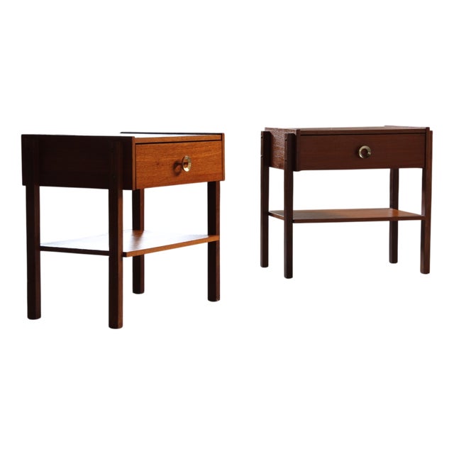 Mid-Century Danish Teak Bedside Tables, 1960s, Set of 2 For Sale