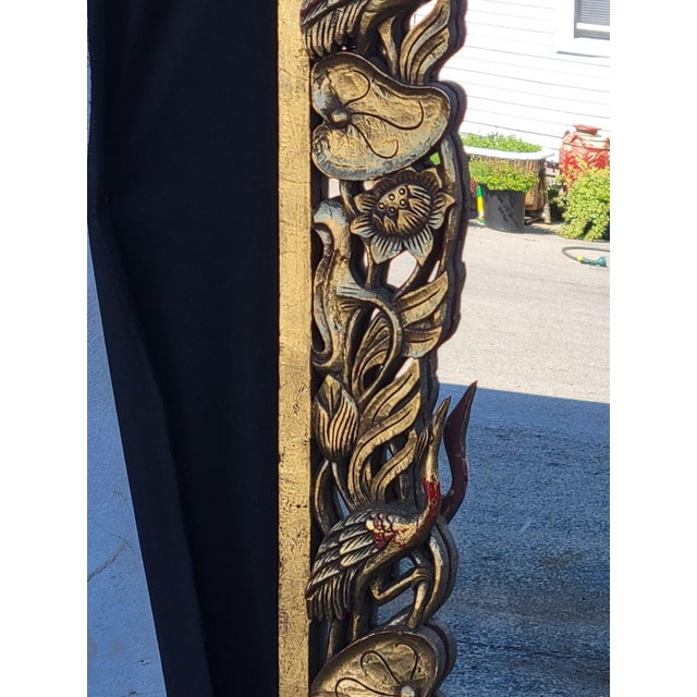 1950 Heavily Carved Hollywood Chinese With Birds Mirror New Glass. For Sale - Image 12 of 16