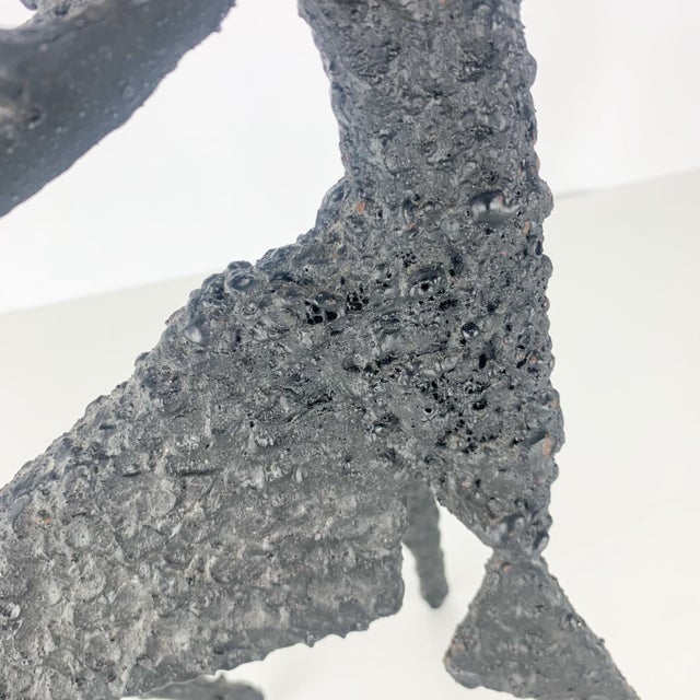 Incredible vintage brutalist reindeer metal sculpture. Amazing details. Love the lava like texture. Bottom with label -...