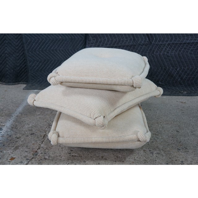Textile 1970s Attributed to Jacques Charpentier for Maison Jansen Stacked Pillow Ottoman Foot Stool Pouf MCM For Sale - Image 7 of 15