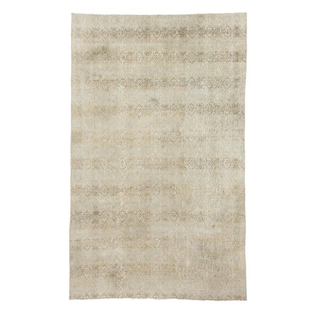 Textile 1960s Vintage Washed Out Deco Turkish Rug- 5′2″ × 8′5″ For Sale - Image 7 of 7