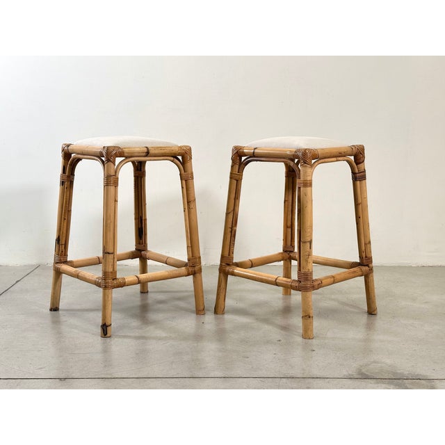 Vintage Bamboo Bar Stools, 1970s, Set of 2 For Sale - Image 10 of 10