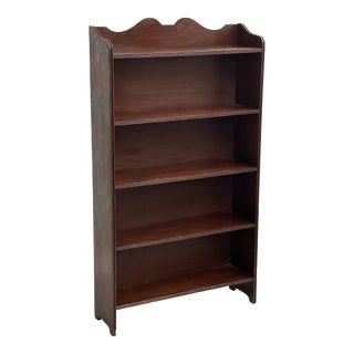 1920s English Solid Mahogany Bookcase Fixed Shelves For Sale
