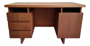 Scandinavian Teak Desk with Drawers, 1970s