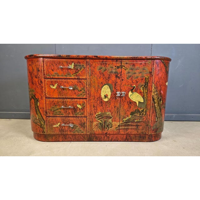 Vintage Red Chinoiserie Cabinet, 1970s For Sale - Image 10 of 13
