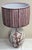 Vintage White Ceramic Table Lamp with Cherry Blossom Motif and Fabric Shade, 1970s For Sale - Image 4 of 10